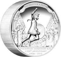 reverse of 1 Dollar - Elizabeth II - Battle of Marathon - Pheidippidis' Marathon (2010) coin with KM# 93 from Tuvalu.