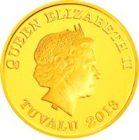 obverse of 30 Dollars - Elizabeth II - Year of the Snake: Success (2013) coin from Tuvalu. Inscription: QUEEN ELIZABETH II TUVALU 2013