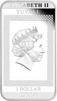 Tuvalu coin 1 Dollar - Elizabeth II - Transformers: Age of Extinction - Bumblebee (2014) obverse obverse of 1 Dollar - Elizabeth II - Transformers: Age of Extinction - Bumblebee (2014) coin from Tuvalu. Inscription: ELIZABETH II TUVALU 1 DOLLAR 2014