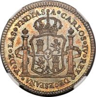 obverse of 2 Reales - Carlos IV - Carlos IV Proclamation (1789) coin with KM# Q25 from Mexico. Inscription: *A*CARLOS*IV*REY*DE*ESPAÑA*Y*DE*LAS*YNDIAS