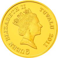 obverse of 30 Dollars - Elizabeth II - Year of the Rabbit: Success (2011) coin from Tuvalu. Inscription: QUEEN ELIZABETH II TUVALU 2011