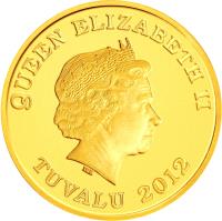 obverse of 30 Dollars - Elizabeth II - Year of the Dragon: Prosperity (2012) coin from Tuvalu. Inscription: QUEEN ELIZABETH II TUVALU 2012