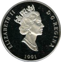 obverse of 300 Dollars - Elizabeth II - Canadian Wildlife: Snowy Owl (1991) coin with KM# 201 from Canada. Inscription: ELIZABETH II D · G · REGINA 1991