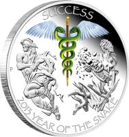 reverse of 1 Dollar - Elizabeth II - The Year of the Snake: Success (2013) coin from Tuvalu. Inscription: SUCCESS 2013 YEAR OF THE SNAKE