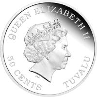 obverse of 50 Cents - Elizabeth II - The year of the Snake: Baby Snake (2013) coin from Tuvalu. Inscription: QUEEN ELIZABETH II 50 CENTS TUVALU