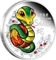 Tuvalu coin 50 Cents - Elizabeth II - The year of the Snake: Baby Snake (2013) reverse reverse of 50 Cents - Elizabeth II - The year of the Snake: Baby Snake (2013) coin from Tuvalu. Inscription: YEAR of the SNAKE 2013 1/2 oz 999 SILVER