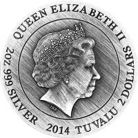 Tuvalu coin 2 Dollars - Elizabeth II - Gods of Olympus: Poseidon (2014) obverse obverse of 2 Dollars - Elizabeth II - Gods of Olympus: Poseidon (2014) coin with KM# 264 from Tuvalu. Inscription: QUEEN ELIZABETH II 2oz 999 SILVER 2014 TUVALU 2 DOLLARS