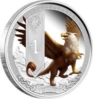 reverse of 1 Dollar - Elizabeth II - Mythical Creatures: Griffin (2013) coin from Tuvalu.