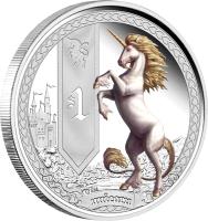 reverse of 1 Dollar - Elizabeth II - Mythical Creatures: Unicorn (2013) coin from Tuvalu.