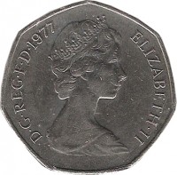 United Kingdom coin 50 New Pence - Elizabeth II - 2'nd Portrait (1969 - 1981) obverse obverse of 50 New Pence - Elizabeth II - 2'nd Portrait (1969 - 1981) coin with KM# 913 from United Kingdom. Inscription: D.G.REG.F.D.1979 ELIZABETH II