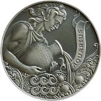 reverse of 1 Rouble - Zodiac: Aquarius (2014) coin with KM# B457 from Belarus. Inscription: AQUARIUS