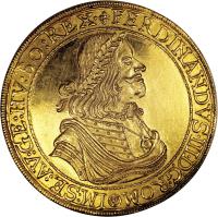 obverse of 10 Ducat - Ferdinand III - Trade Coinage (1656 - 1657) coin with KM# 996 from Austria.