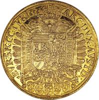 reverse of 10 Ducat - Ferdinand III - Trade Coinage (1656 - 1657) coin with KM# 996 from Austria.