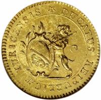 Swiss cantons coin 1 Ducat (1775) obverse obverse of 1 Ducat (1775) coin with KM# 161 from Swiss cantons. Inscription: REIPUBLICÆ TURIVENSIS * DUCATUS