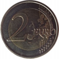 reverse of 2 Euro - Latvian Presidency of the Council of the EU (2015) coin with KM# 173 from Latvia. Inscription: 2 EURO LL