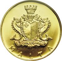 obverse of 50 Pounds - Elizabeth II - First Maltese Coin (1974) coin with KM# 28 from Malta. Inscription: MALTA