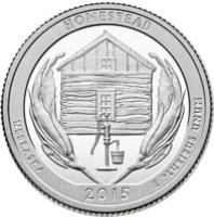 United States coin 1/4 Dollar - America the Beautiful: Homestead, Nebraska (2015) reverse reverse of 1/4 Dollar - America the Beautiful: Homestead, Nebraska (2015) coin with KM# 597 from United States. Inscription: HOMESTEAD NEBRASKA 2015 E PLURIBUS UNUM