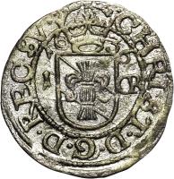 Sweden coin 1 Ore - Christina I - Goteborg mint (1635 - 1636) reverse reverse of 1 Ore - Christina I - Goteborg mint (1635 - 1636) coin with KM# 159 from Sweden. Inscription: CHRIST.D.G.D.REC.SV. 16 36 1 OR