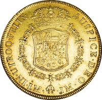 reverse of 8 Escudos - Carlos III (1768 - 1772) coin with KM# 73 from Peru.