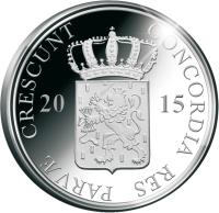 obverse of 1 Ducat - Willem-Alexander - Noord-Brabant (2015) coin from Netherlands. Inscription: CONCORDIA RES PARVÆ CRESCUNT 2015