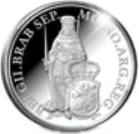 Netherlands coin 1 Ducat - Willem-Alexander - Noord-Brabant (2015) reverse reverse of 1 Ducat - Willem-Alexander - Noord-Brabant (2015) coin from Netherlands. Inscription: BBL GII.BRAB SEP. MONO.ARG.REG