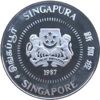 Singapore coin 50 Cents (1985 - 1988) obverse obverse of 50 Cents (1985 - 1988) coin with KM# 53.1a from Singapore. Inscription: சிங்கப்பூர் SINGAPURA 新加坡 SINGAPORE MAJULAH SINGAPURA 1987