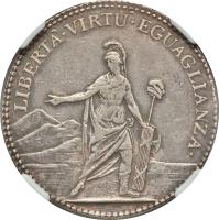 Italian States coin 1/4 Scudo (1798) obverse obverse of 1/4 Scudo (1798) coin with C# 1 from Italian States. Inscription: LIBERTA.VIRTU.EGUAGLIANZA.
