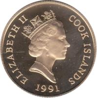 Cook Islands coin 50 Dollars - Elizabeth II - 500th Anniversary of the Discovery of America (1991) obverse obverse of 50 Dollars - Elizabeth II - 500th Anniversary of the Discovery of America (1991) coin with KM# 145 from Cook Islands. Inscription: ELIZABETH II COOK ISLANDS RDM 1991