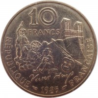 France coin 10 Francs - Victor Hugo (1985) reverse reverse of 10 Francs - Victor Hugo (1985) coin with KM# 956 from France. Inscription: 10 FRANCS Victor Hugo RÉPUBLIQUE 1985 FRANÇAISE
