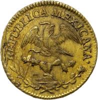 obverse of 1/16 Real (1832 - 1835) coin with KM# 315a from Mexico. Inscription: REPUBLICA MEXICANA