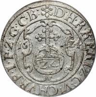German States coin 1/24 Taler - Georg Wilhelm (1624 - 1631) reverse reverse of 1/24 Taler - Georg Wilhelm (1624 - 1631) coin with KM# 115 from German States. Inscription: D.H.R.R.E.KIZ.C.V.CHVRF.I.P.Z.G.C.B: 16 Z4 Z4