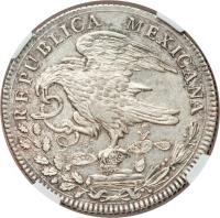 obverse of 8 Reales (1823 - 1825) coin with KM# A376 from Mexico. Inscription: REPUBLICA MEXICANA