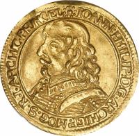 German States coin 1 Ducat - Johann Philipp - Trade coinage (1652 - 1661) obverse obverse of 1 Ducat - Johann Philipp - Trade coinage (1652 - 1661) coin with KM# 106 from German States. Inscription: IOANN:PHILIP:D.G.ARCHIEP.MOG.S.R.I.ARCHIC.PRINC.EL