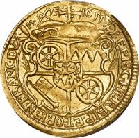 German States coin 1 Ducat - Johann Philipp - Trade coinage (1652 - 1661) reverse reverse of 1 Ducat - Johann Philipp - Trade coinage (1652 - 1661) coin with KM# 106 from German States. Inscription: 1655 / EPISC.HERBIP.ET.ORIEN.FRANC.DVX.