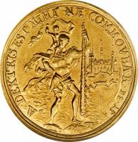 German States coin 2 Dukaten - Christoph Franz - Trade coinage (1724 - 1729) reverse reverse of 2 Dukaten - Christoph Franz - Trade coinage (1724 - 1729) coin with KM# 277 from German States. Inscription: A DEXTRIS EST MIHI NE COMMOVEAR