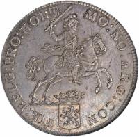 Dutch Republic coin 1 Ducaton (1757 - 1793) reverse reverse of 1 Ducaton (1757 - 1793) coin with KM# 90.2 from Dutch Republic. Inscription: MO NO ARG CON - FŒ BELG PRO HOL