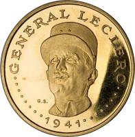 obverse of 5000 Francs - 10th Anniversary of Independence (1970) coin with KM# 10 from Chad. Inscription: GENERAL LECLERC G.S. 1941