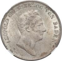 German States coin 1 Kronentaler - Leopold I (1836) obverse obverse of 1 Kronentaler - Leopold I (1836) coin with KM# 204 from German States. Inscription: LEOPOLD GROSHERZOG VON BADEN.
