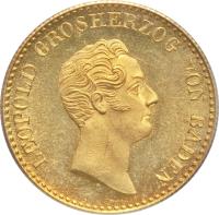 obverse of 1 Dukat - Leopold I (1837 - 1842) coin with KM# 208 from German States. Inscription: LEOPOLD GROSHERZOG VON BADEN