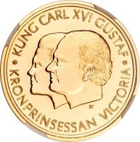 obverse of 2000 Kronor - Carl XIV Gustav - Year 2000 (1999) coin with KM# 899 from Sweden. Inscription: * KUNG CARL XVI GUSTAF * BT KRONPRINSESSAN VICTORIA
