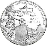 United States coin 1/2 Dollar - U.S. Marshals Service 225th Anniversary (2015) reverse reverse of 1/2 Dollar - U.S. Marshals Service 225th Anniversary (2015) coin with KM# 602 from United States. Inscription: UNITED STATES OF AMERICA E PLURIBUS UNUM HALF DOLLAR