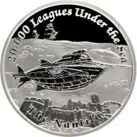 Tuvalu coin 1 Dollar - Elizabeth II - Famous Ships That Never Sailed: The Nautilus (2015) reverse reverse of 1 Dollar - Elizabeth II - Famous Ships That Never Sailed: The Nautilus (2015) coin from Tuvalu. Inscription: 20,000 Leagues Under the Sea The Nautilus