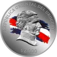 obverse of 2000 Pesos Uruguayos - General Land Regulation of 1815 (2015) coin with KM# 142 from Uruguay. Inscription: REPÚBLICA ORIENTAL DEL URUGUAY $ 2.000