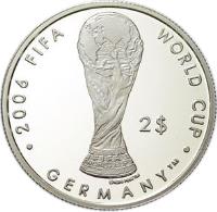 Fiji coin 2 Dollars - Elizabeth II - World Cup Football 2006 (2004) reverse reverse of 2 Dollars - Elizabeth II - World Cup Football 2006 (2004) coin with KM# 108 from Fiji. Inscription: 2006 FIFA WORLD CUP 2$ © 1974 FIFA TM · GERMANY™ ·