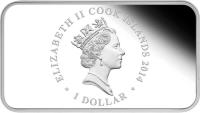 obverse of 1 Dollar - Elizabeth II - Year of the Horse - Mare with foal (2014) coin from Cook Islands. Inscription: ELIZABETH II COOK ISLANDS 2014 RDM · 1 DOLLAR ·