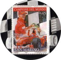 Congo - Democratic Republic coin 10 Francs - Michael Schumacher (2007) reverse reverse of 10 Francs - Michael Schumacher (2007) coin from Congo - Democratic Republic. Inscription: 1994 1995 2000 2001 2002 2003 2004