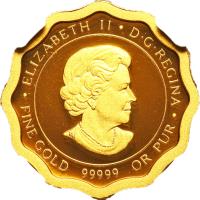 obverse of 150 Dollars - Elizabeth II - Chinese Blessings: Blessings of Good Fortune (2012) coin with KM# 1262 from Canada. Inscription: · ELIZABETH II · D · G · REGINA · FINE GOLD 99999 OR PUR