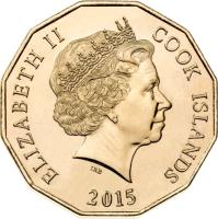Cook Islands coin 5 Dollars - Elizabeth II - 4'th Portrait (2015) obverse obverse of 5 Dollars - Elizabeth II - 4'th Portrait (2015) coin from Cook Islands. Inscription: ELIZABETH II COOK ISLANDS IRB 2015