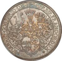 German States coin 1 Taler - Johann Gottfried II (1693) obverse obverse of 1 Taler - Johann Gottfried II (1693) coin with KM# 205 from German States. Inscription: IOANNES.GODEFRID.DG.EPS.HERBIP.FRANC.OR:DUX