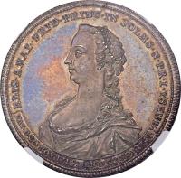 German States coin 1 Taler - Christian August - Death of Elizabeth Amelia (1748) obverse obverse of 1 Taler - Christian August - Death of Elizabeth Amelia (1748) coin with KM# 22 from German States. Inscription: ELIS.AMAL.FRID.PRINC.IN SOLMS.N.PR.I.YSENB. NAT(US).D.20 NOV 1714.DEN(ATUS).D.22 NOV.1748